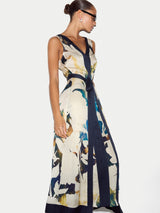 Shadow Floral Satin Wrap Dress | Cream