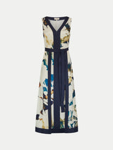 Shadow Floral Satin Wrap Dress | Cream