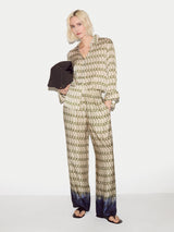 Geo Relaxed Satin Trouser | Cream