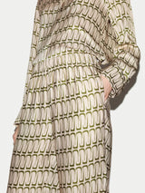 Geo Relaxed Satin Trouser | Cream