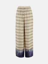 Geo Relaxed Satin Trouser | Cream