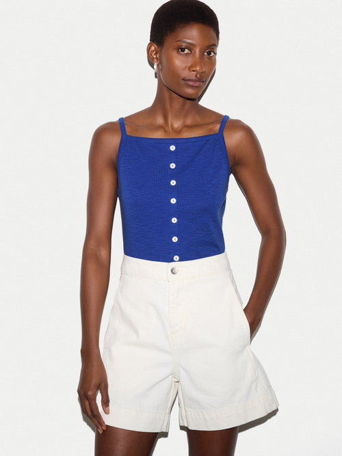 Cotton Luxe Button Cami | Blue