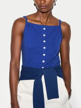 Cotton Luxe Button Cami | Blue