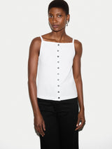 Cotton Luxe Button Cami | White