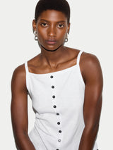 Cotton Luxe Button Cami | White