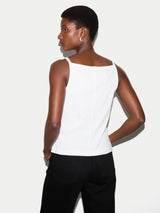 Cotton Luxe Button Cami | White