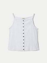 Cotton Luxe Button Cami | White