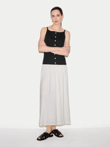 Baby Rib Button Cami Dress | Black