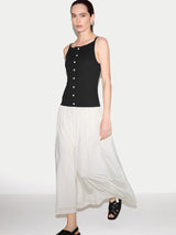 Baby Rib Button Cami Dress | Black
