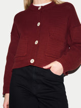 Chunky Cotton Cardigan | Red