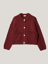 Chunky Cotton Cardigan | Red