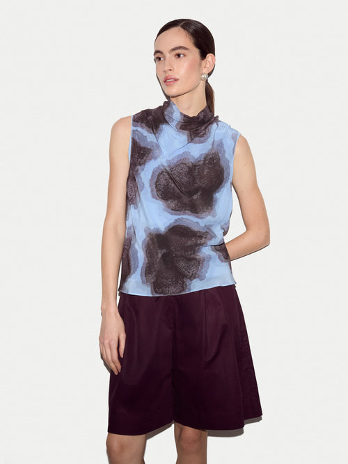 Tiger Orchid Silk Knit Tank | Blue