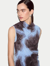 Tiger Orchid Silk Knit Tank | Blue