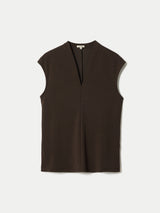 Cupro Rib Vee Top | Brown
