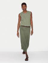 Cotton Scoop Slub Stripe Tank | Green