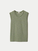 Cotton Scoop Slub Stripe Tank | Green