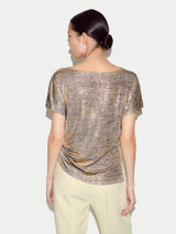 Shimmer Gathered Jersey Top | Gold