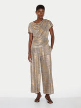 Shimmer Gathered Jersey Top | Gold
