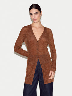 Metallic Rib Cardigan | Bronze