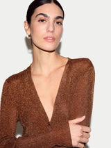 Metallic Rib Cardigan | Bronze