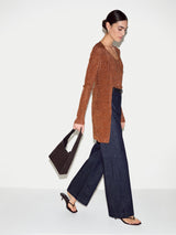 Metallic Rib Cardigan | Bronze