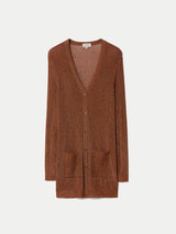 Metallic Rib Cardigan | Bronze