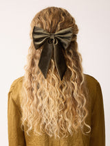 Velvet Hair Bow | Khaki