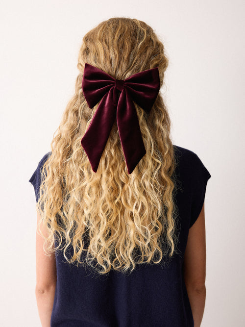 Velvet Hair Bow | Burgundy