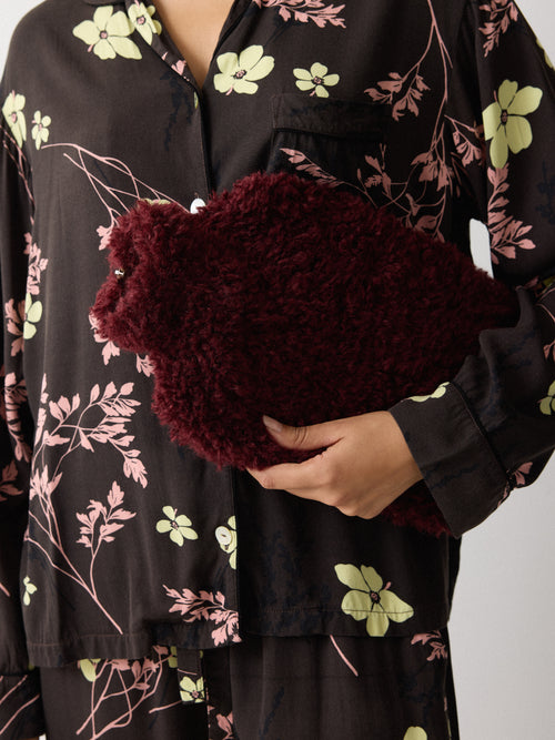 Faux Shearling Hot Water Bottle | Burgundy