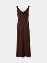 Satin Cowl Neck Bias Dress | Burgundy