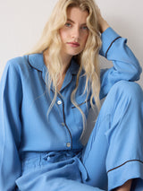Piped Detail Relaxed Pyjamas | Blue