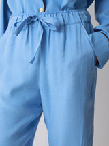 Piped Detail Relaxed Pyjamas | Blue