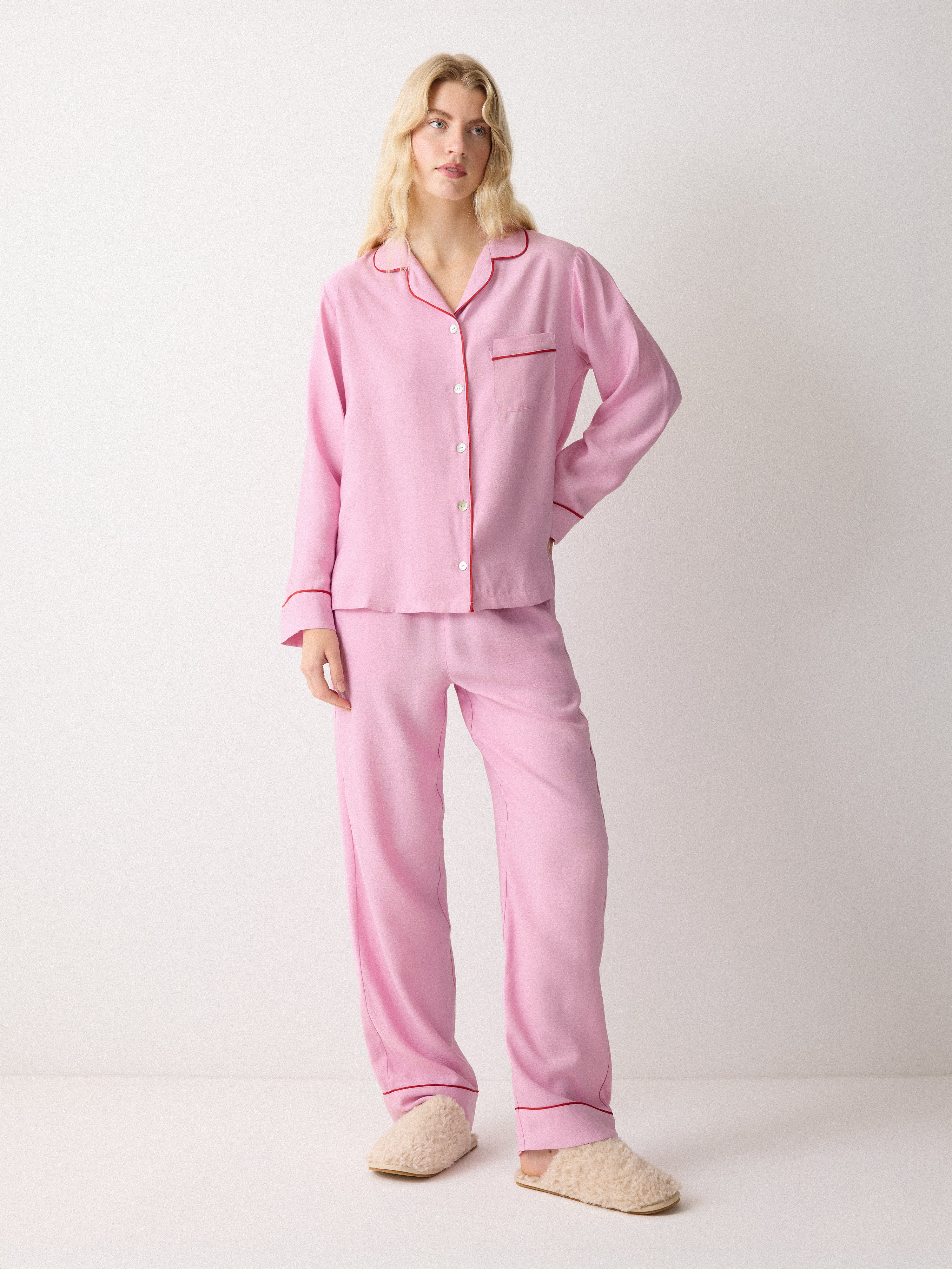 Piped Detail Relaxed Pyjamas | Pink – Jigsaw