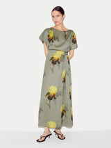 Iris Cap Sleeve Satin Dress | Green