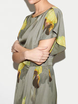 Iris Cap Sleeve Satin Dress | Green