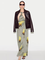 Iris Cap Sleeve Satin Dress | Green
