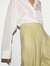 Linen Pleat Tapered Trouser | Green