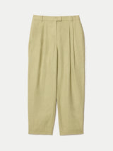 Linen Pleat Tapered Trouser | Green
