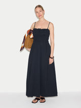 Cotton Pique Sundress | Navy