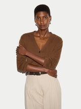 Cotton Luxe V Cardigan | Brown