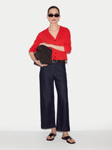 Cotton Luxe V Cardigan | Red