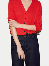 Cotton Luxe V Cardigan | Red