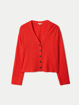 Cotton Luxe V Cardigan | Red