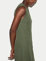 Cotton Rib Button Tank Dress | Khaki