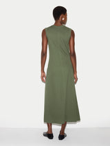 Cotton Rib Button Tank Dress | Khaki