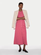 Cotton Rib Button Tank Dress | Pink
