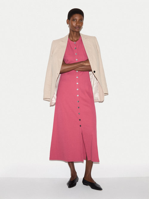 Cotton Rib Button Tank Dress | Pink