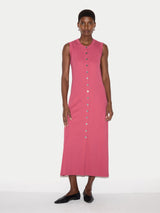 Cotton Rib Button Tank Dress | Pink