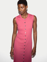 Cotton Rib Button Tank Dress | Pink