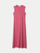Cotton Rib Button Tank Dress | Pink